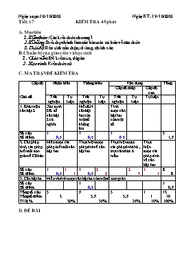 Toán 9 - Tiết 17 Kiểm tra 45 phút